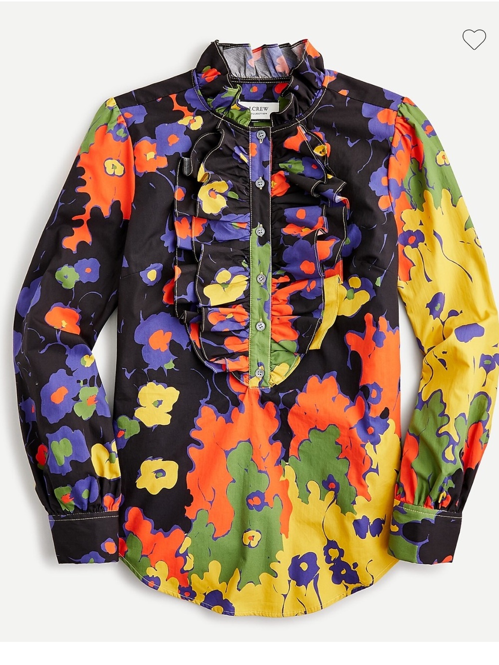 NWT J.Crew Collection Ratti Ruffle-Front Floral Button Front Blouse